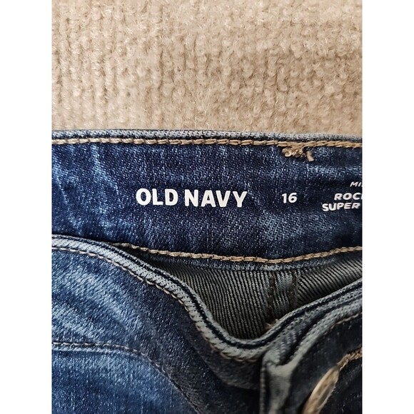 Old Navy Mid Rise Rockstar Super Skinny Jeans Womens 16 Blue Medium Wash NEW - Picture 7 of 10